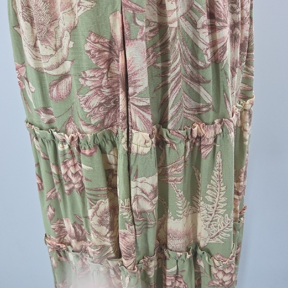 Aguabendita Green and Brown Floral Midi Dress With Pockets NWT - Picture 13 of 16